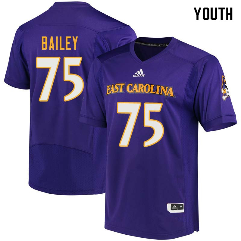 Youth #75 Sean Bailey East Carolina Pirates College Football Jerseys Sale-Purple - Click Image to Close